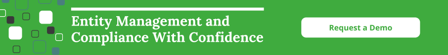Banner that reads "Entity Management and Compliance With Confidence" to help user with their Legal Entity Compliance.